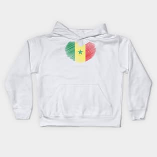 Senegal Heart Design Flag Kids Hoodie